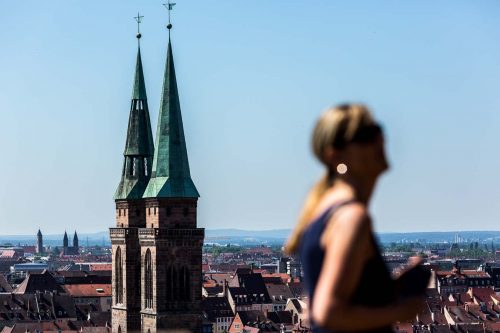 Nuremberg, Germany, June 2015.St Lorenz ChurchNuremberg, a city in Bavaria, is distinguished by its medieval architecture, including the fortifications and stone towers of its Altstadt (Old Town).