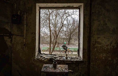 Ukraine Nov 2022, scenes of destruction in the town of Makariv, an hour's drive from Kiev