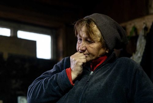 Ukraine Nov 2022, Couple Serhiy and Halyna who get their home totally destroied a russian grads. scenes of destruction in the town of Makariv, an hour's drive from Kiev
