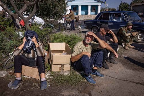Ukraine, September 2022.The Ukrainian city of Izium (Izyum) is related  with the mass burial site discovered near by. But there are people still living there. Russia heavily bombarded the town. In  September, its forces left the area leaving behind destroyed infrastructure and a population with no food and no water and under shock.