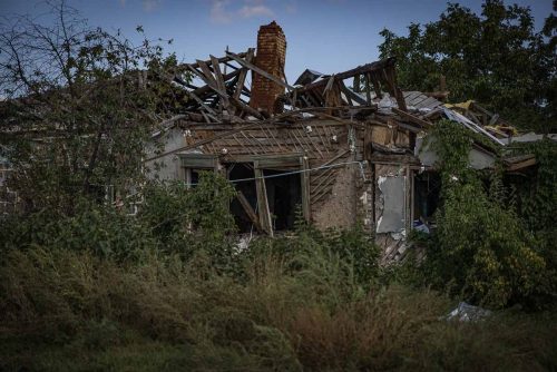Ukraine, September 2022.The Ukrainian city of Izium (Izyum) is related  with the mass burial site discovered near by. But there are people still living there. Russia heavily bombarded the town. In  September, its forces left the area leaving behind destroyed infrastructure and a population with no food and no water and under shock.
