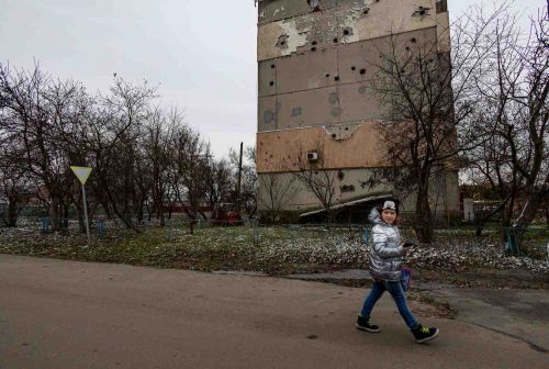 Ukraine Nov 2022, scenes of destruction in the town of Makariv, an hour's drive from Kiev
