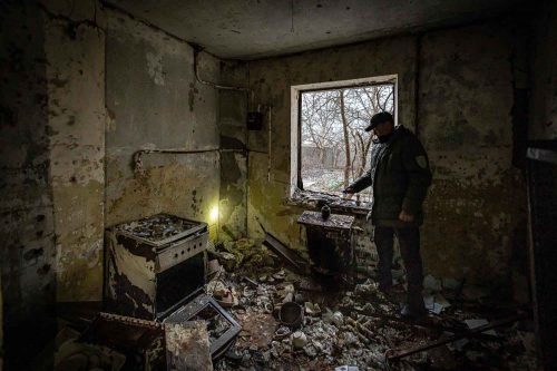 Ukraine Nov 2022, scenes of destruction in the town of Makariv, an hour's drive from Kiev