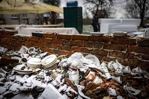 Ukraine Nov 2022, scenes of destruction in the town of Makariv, an hour's drive from Kiev