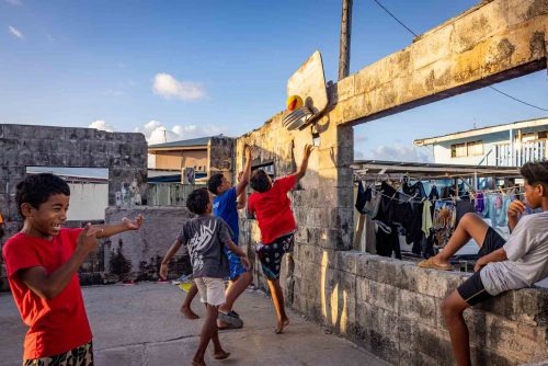 Ebeye, Marshalls Islands, July 2023 The main income for Ebeye residents is from the relatively small number of people employed on the Kwajalein military base. The money earned supports the population of around 15,000 on 80 acres (32 hectacres) of land. Over 50% of the population is estimated to be under the age of 18, and Ebeye is one of the most densely populated places in the world.