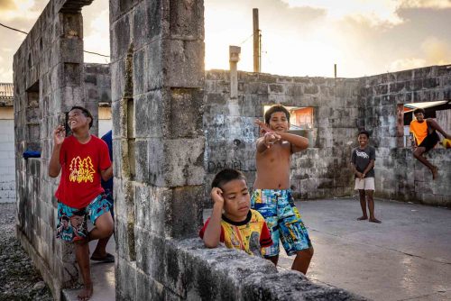 Ebeye, Marshalls Islands, July 2023 The main income for Ebeye residents is from the relatively small number of people employed on the Kwajalein military base. The money earned supports the population of around 15,000 on 80 acres (32 hectacres) of land. Over 50% of the population is estimated to be under the age of 18, and Ebeye is one of the most densely populated places in the world.