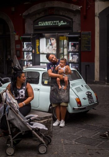 Naples, street scene in Via San Biagio dei Librai.