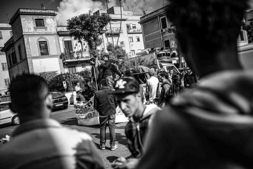Rome, Italy,Jun 2013.demonstration against evictions. Group of immigrants