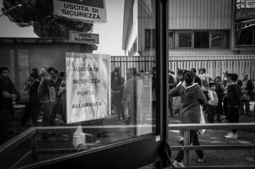 Rome, Italy, apr,2014. A group of homeless from both Italian and non-EU countries occupy an abandoned building that up to nine months ago belong to the offices of the National Social Security Institute (INPS).Un gruppo di senza casa sia italiani che provenienti da paesi extracomunitari occupano un edificio abbandonato che fino a 9 mesi fa era la sede di uffici dell Istituto Nazionale della Previdenza Sociale (INPS).