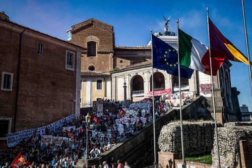 Rome, Italy. September 2013. About a thousand people belonging to the movements of homelessness
 