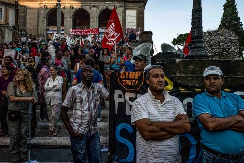 Rome, Italy. September 2013. About a thousand people belonging to the movements of homelessness
 