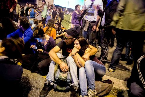 Rome Italy oct 2013. Protest against unemployment, government cuts and construction projects they say take money away from social services.
Organizers estimated that 70,000 people took part in the protest, while authorities placed the number closer to 50,000.